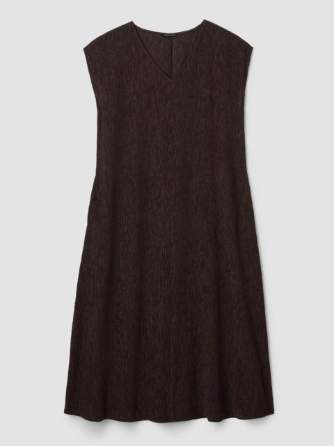 EILEEN FISHER Woven Plissé V-Neck Dress