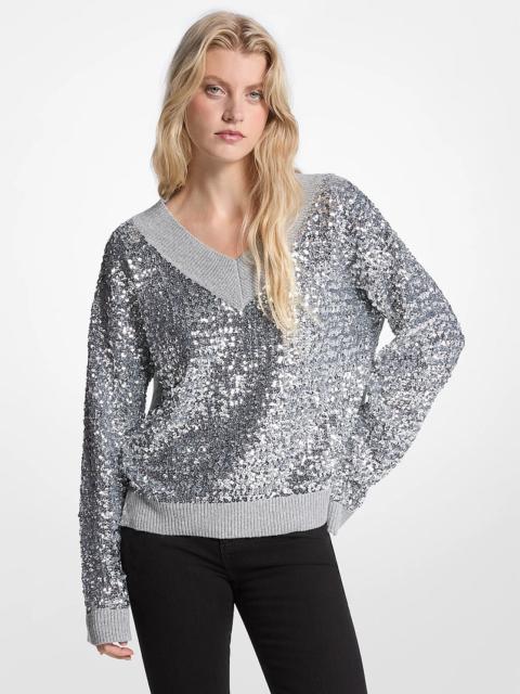 MICHAEL KORS Sequined Cotton Blend Sweater