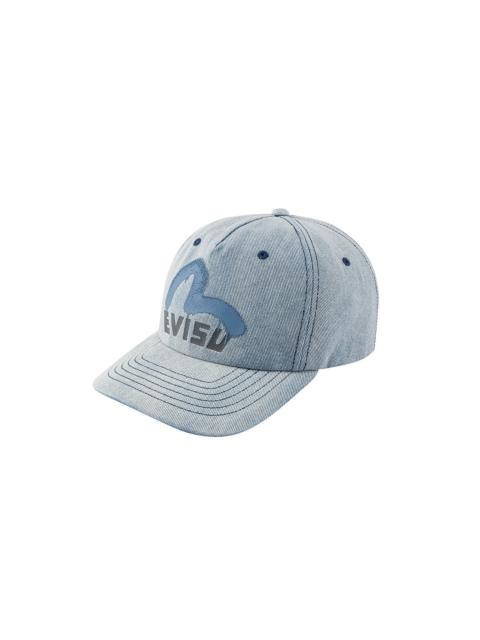 EVISU Graffiti Seagull and Logo Print Denim Cap