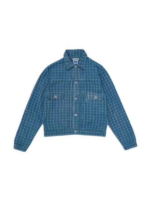 Story mfg. Tuesday Jacket - Indigo Mud Check (Blue in Green Exclusive)