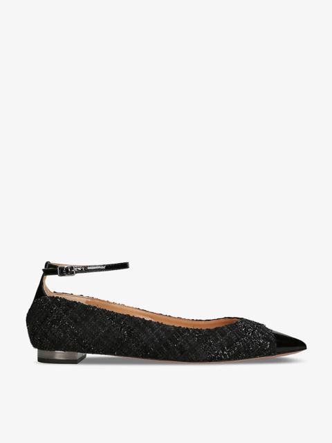 Pinot metallic-tweed and patent-leather ballet flats