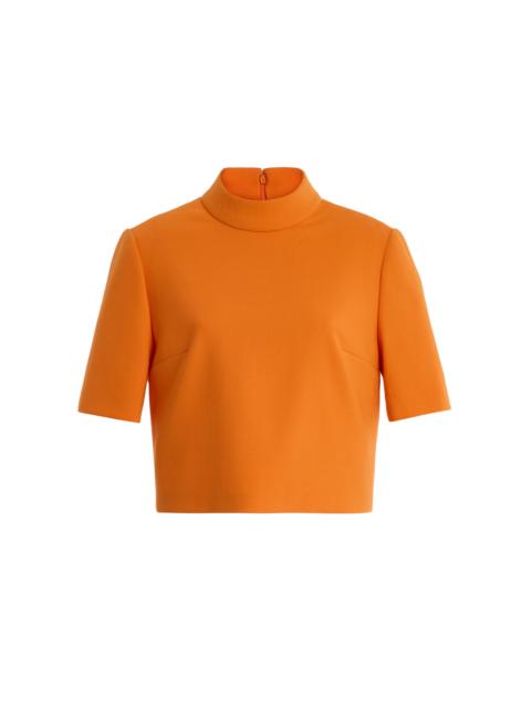 CAROLINA HERRERA Mock Neck Bi-Stretch Wool Tailored Top orange