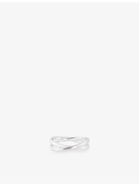 ASTRID & MIYU Illusion Twist Rhodium-Plated Sterling-Silver Band Ring