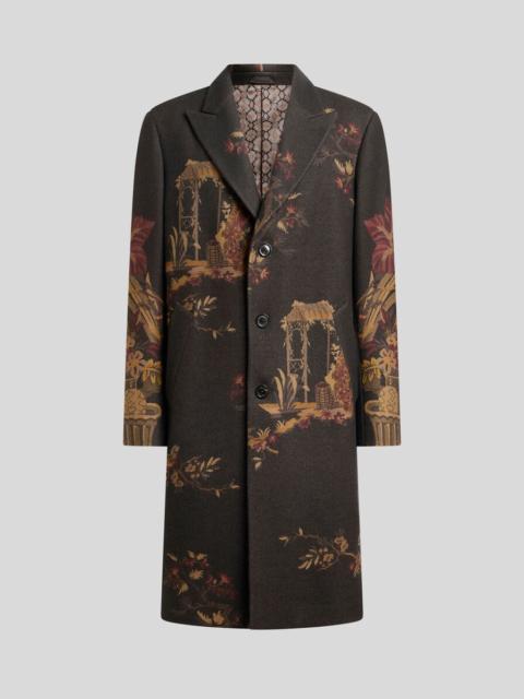 Etro WOOL-BLEND COAT WITH PLACED FLOWER AND ANIMAL PRINT