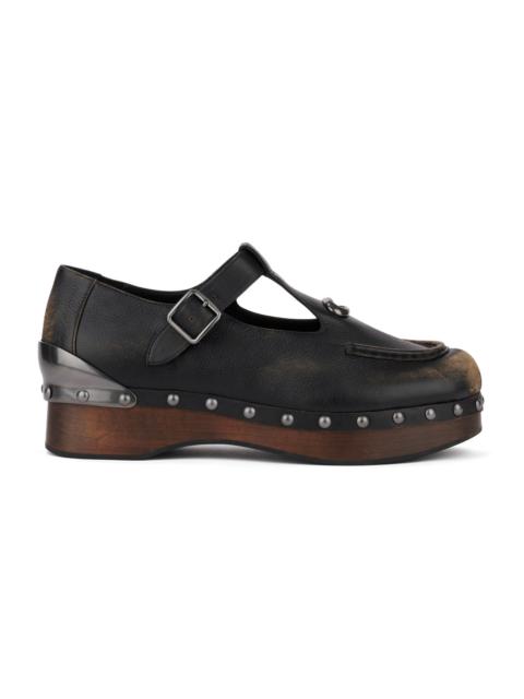 BRAIN DEAD Brain Dead x Coach Leather Wooden Mary Jane - Black