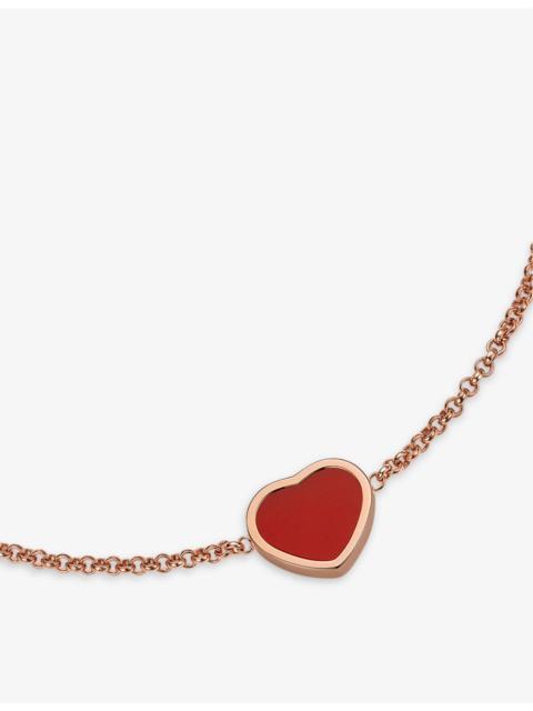 Chopard My Happy Hearts 18ct rose-gold and carnelian bracelet
