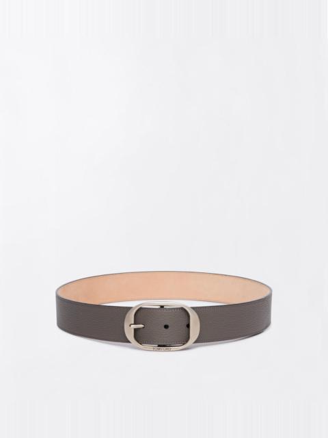 TOM FORD GRAIN LEATHER OVAL BUCKLE BELT