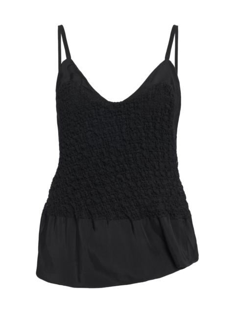 Exclusive Textured Cotton-Blend Top black