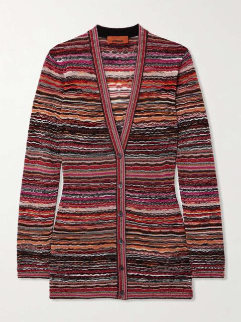 Missoni Striped metallic crochet-knit cardigan Multi