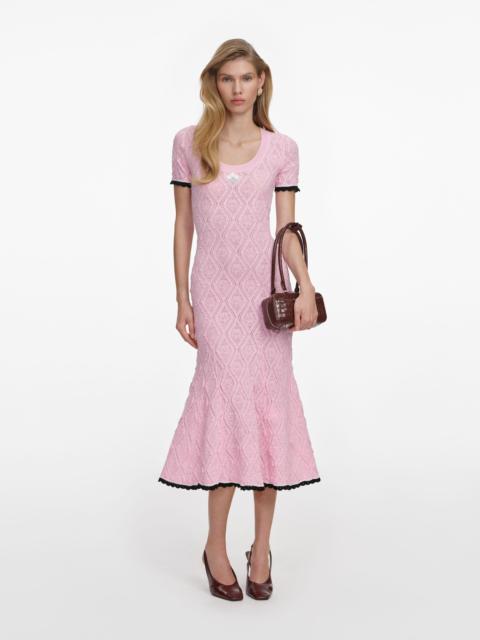 Pink Pointelle Knit Midi Dress