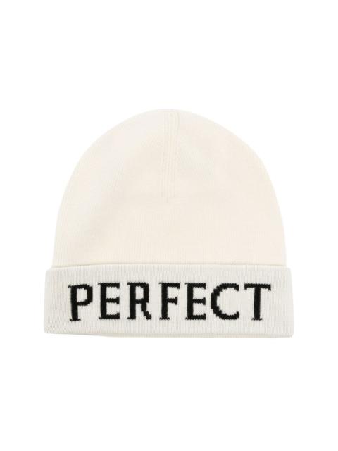 PERFECT MOMENT logo-intarsia merino wool beanie