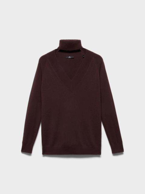 7 For All Mankind LARGE RIB V-NECK SWEATER in Cashmere