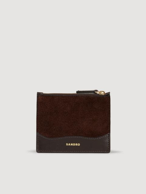 Sandro LEATHER AND SUEDE CARDHOLDER