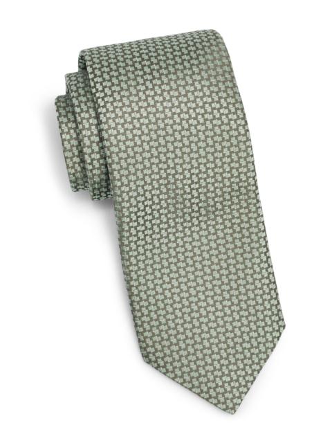 Canali Men's Geometric Woven Silk Tie - Green