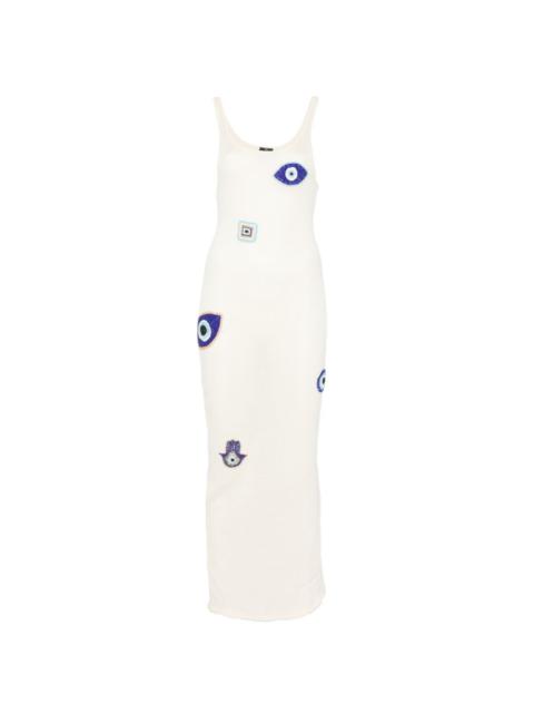 LESLIE AMON bead-embellished knit midi dress