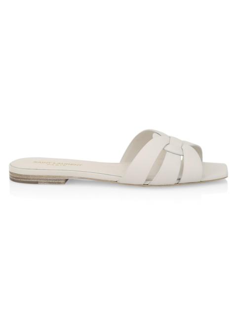 SAINT LAURENT Women's Tribute Mules in Smooth Leather - White