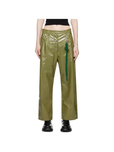 Song for the Mute Green Straight-Fit Faux-Leather Trousers