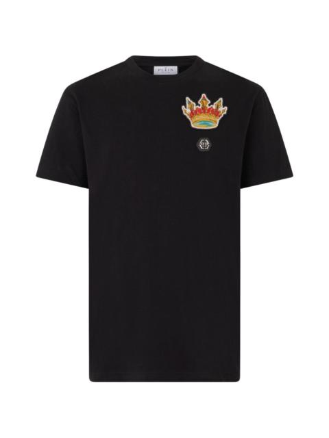 PHILIPP PLEIN embroidered crown crystal T-shirt