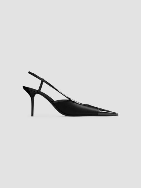 SAINT LAURENT Women's Slingback Pumps in Satin Crepe and Patent Leather - Black