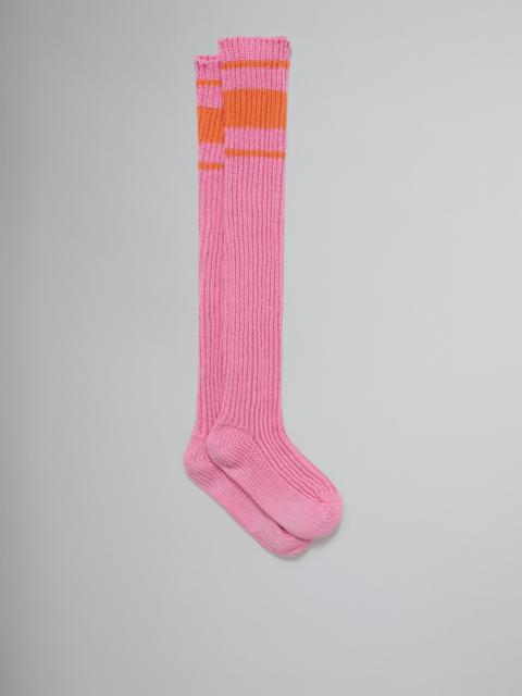 Marni PINK COTTON KNEE-LENGTH SOCKS