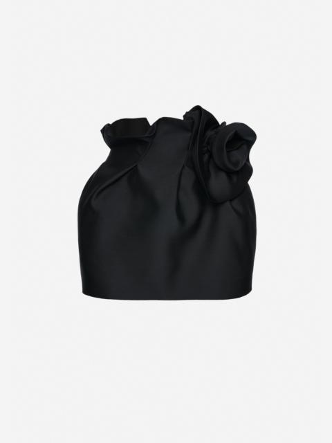 MAGDA BUTRYM Wool and silk flower-detail mini skirt in black