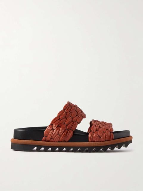 Dries Van Noten Leather-trimmed raffia sandals