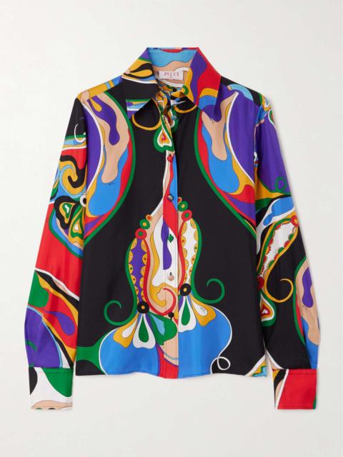 Printed silk-twill shirt