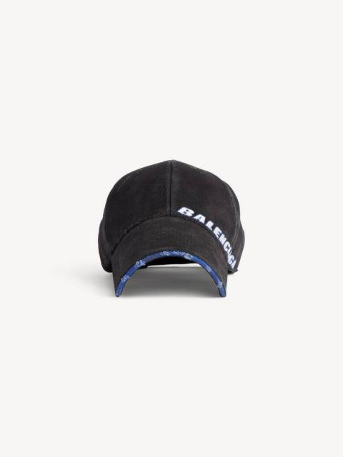 BALENCIAGA Men's Tilted Typo Cap in Black