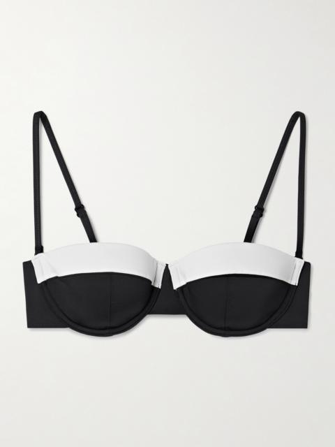 STAUD Jo Two-tone Underwired Balconette Bikini Top