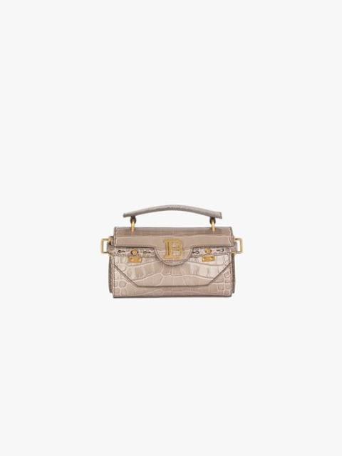Balmain Taupe crocodile-embossed leather B-Buzz 19 bag