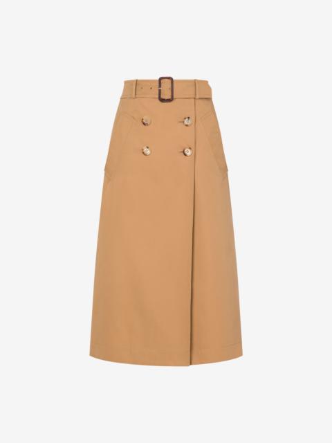 GABARDINE BELTED SKIRT