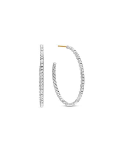 DAVID YURMAN Women's Pavé Hoop Earrings in Sterling Silver with Diamonds, 38mm - Diamond