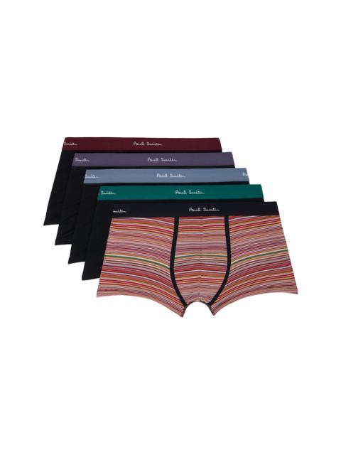 Paul Smith Five-Pack 'Signature Stripe' Mixed Organic-Cotton Boxer Briefs