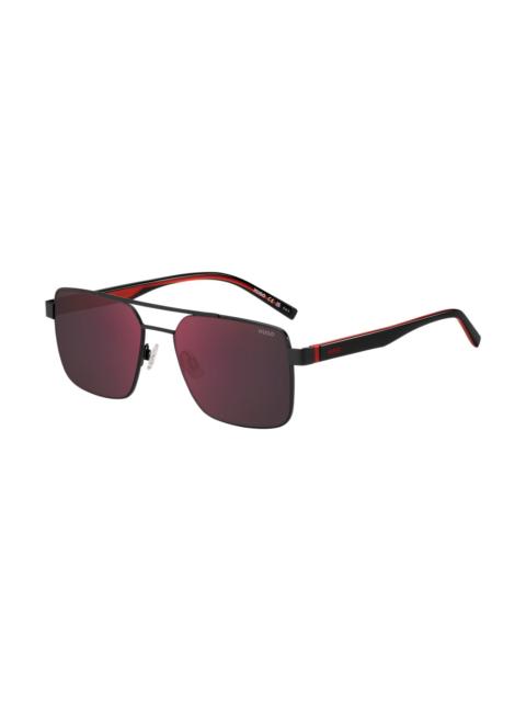 HUGO DOUBLE-BRIDGE SUNGLASSES IN BLACK AND RED