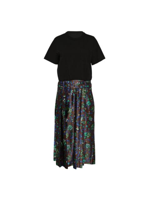sacai Floral Print Cotton Jersey Dress