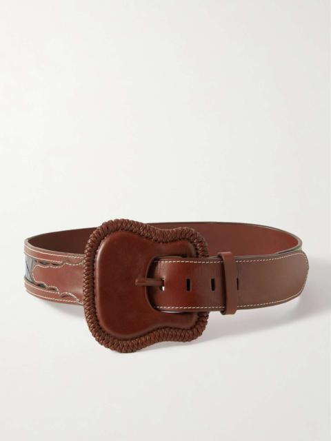 Johanna Ortiz Leeward smooth and croc-effect leather belt Brown