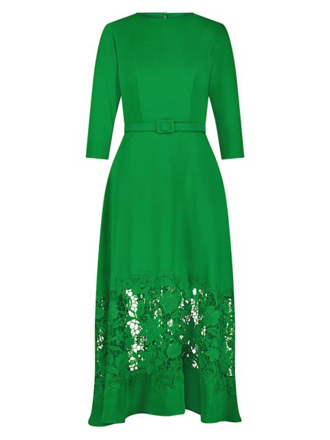 MAC DUGGAL Women's Crepe Lace Belted Midi-Dress - Spring Green