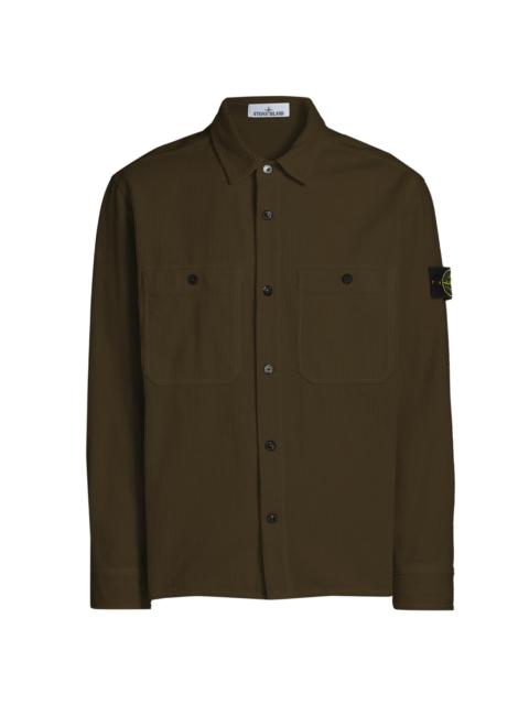 Stone Island Men's Textured Cotton Shirt Jacket - Military Green