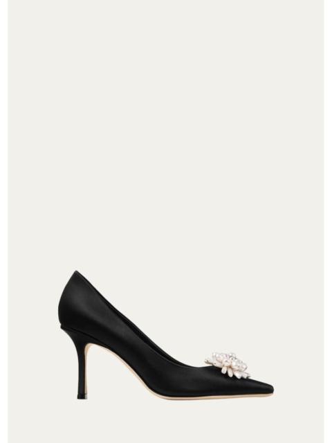 JIMMY CHOO 85mm Ines Pearly Satin Pumps