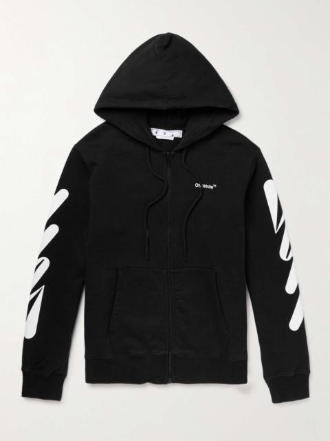 Off-White Logo-Print Cotton-Jersey Zip-Up Hoodie