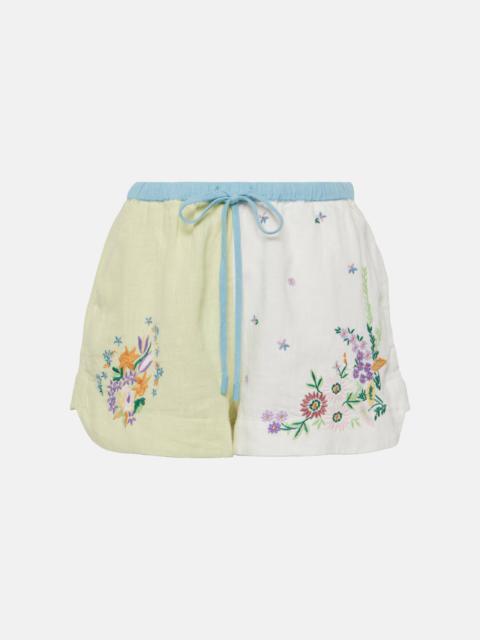 Willa embroidered linen shorts