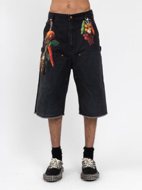 doublet Black Vegetable Embroidery Cut-Off Pants