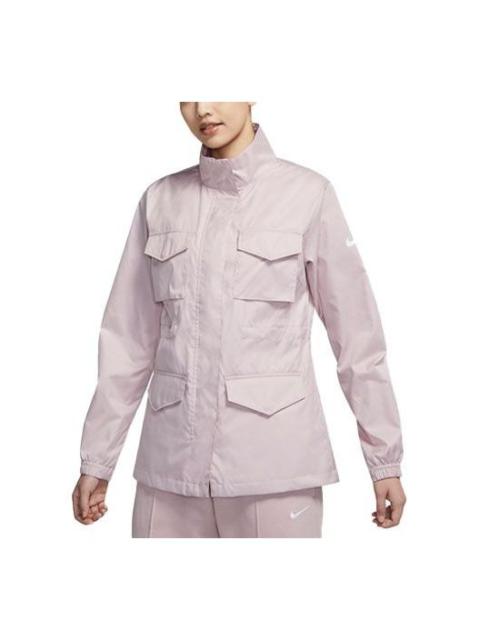 (WMNS) Nike Multiple Pockets Stand Collar Solid Color Woven Champagne Color Jacket CZ8973-645