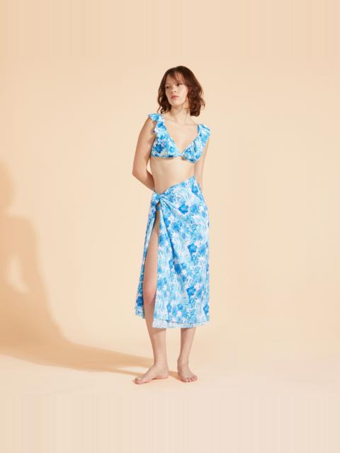 Unisex Cotton Voile Pareo Tahiti Flowers