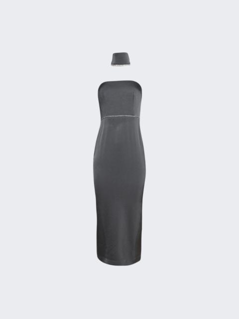 ALEX PERRY Crystal Trimmed Strapless Dress Grey