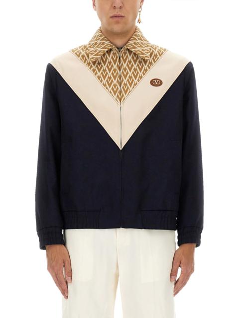 Valentino WOOL BOMBER JACKET WITH PRINT TOUTE LA V