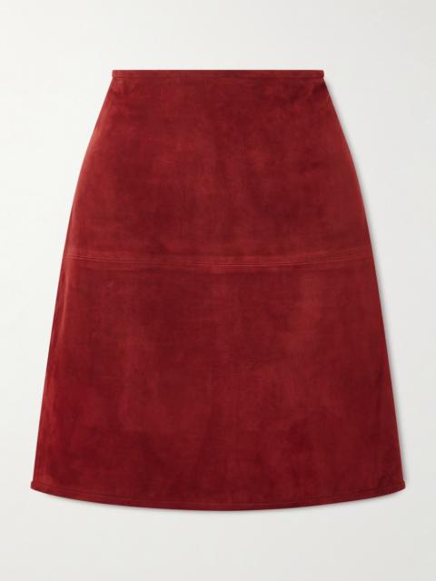 Loulou de Saison Engel Paneled Suede Midi Skirt