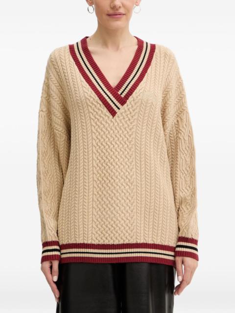 GUESS USA Lina V-neck cable sweater
