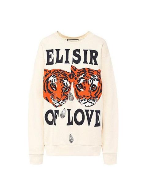 GUCCI (WMNS) Gucci Cotton Tiger Printed Loose Sweatshirt White 469250-XJBI5-9381