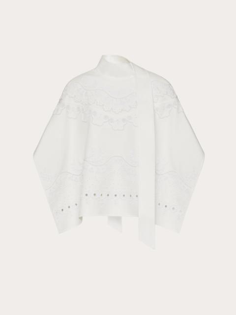 Valentino SHORT EMBROIDERED LIGHT DOUBLE SPLITTABLE GABARDINE CAPE